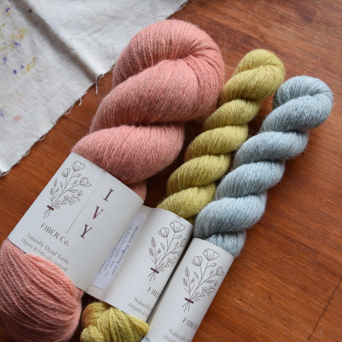 Sock set MEADOW fingering - Papaya + Zephyr and Pollen