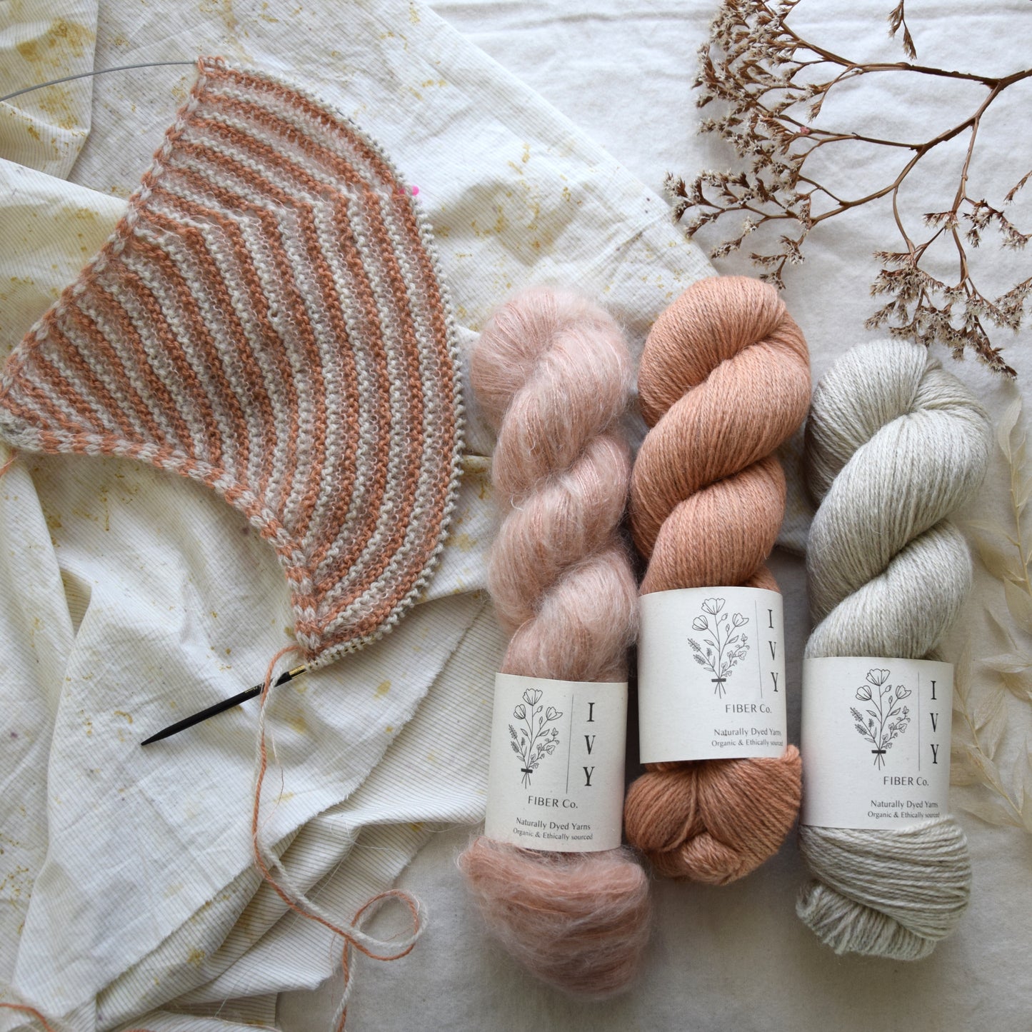 June Box by Ivy Fibre Co. Garter Goodness Shawl kit