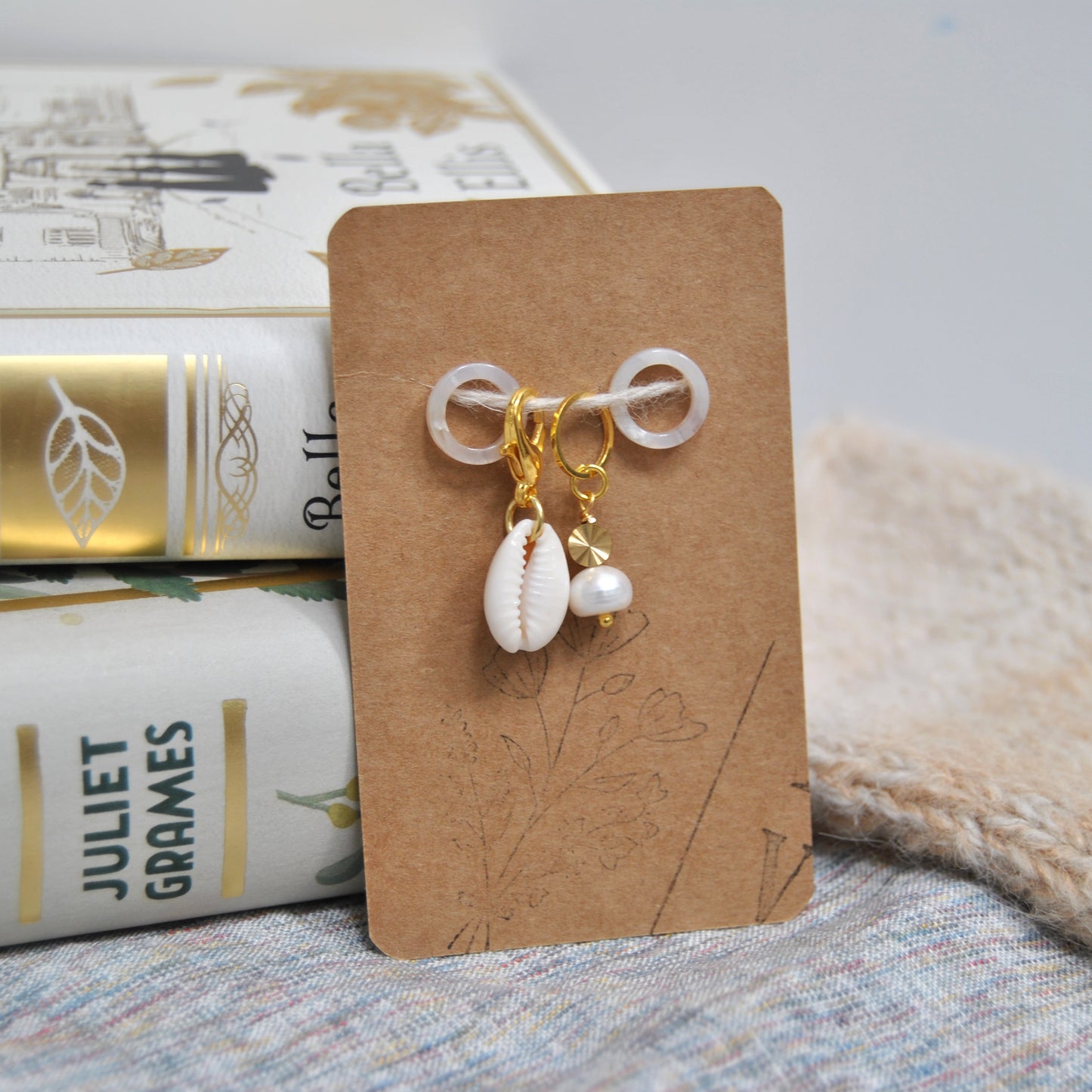 Sock stitch markers set - Pearl