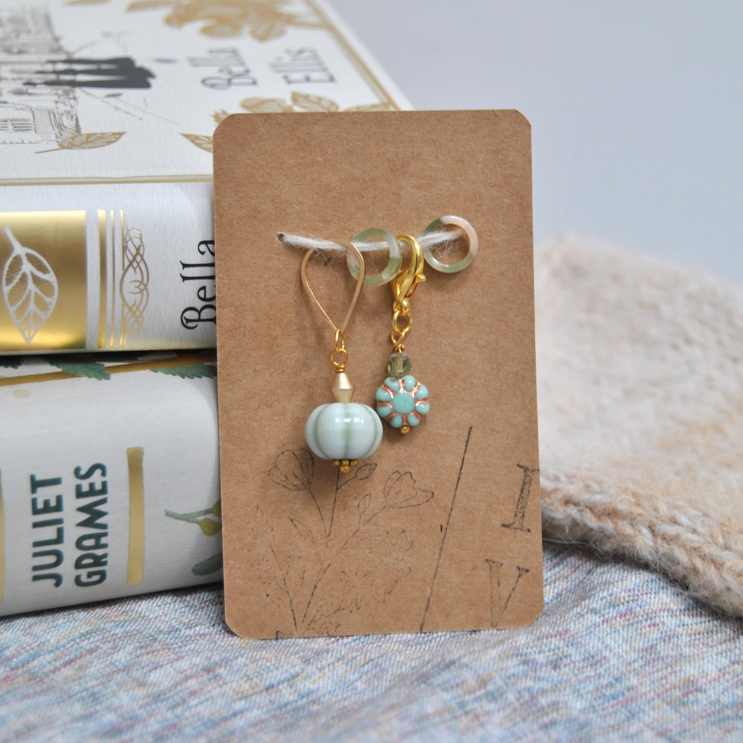 Sock stitch markers set - Green