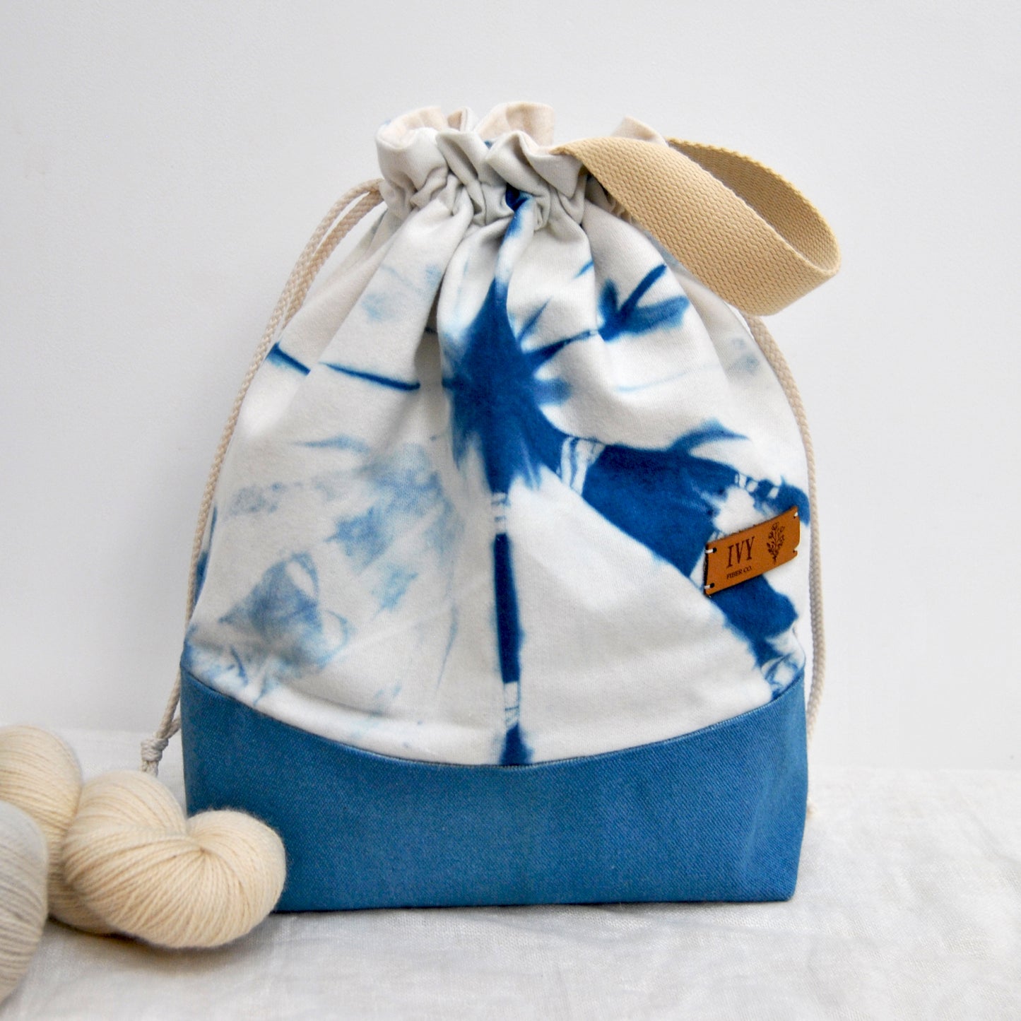 Naturally Dyed project bag - Indigo Star