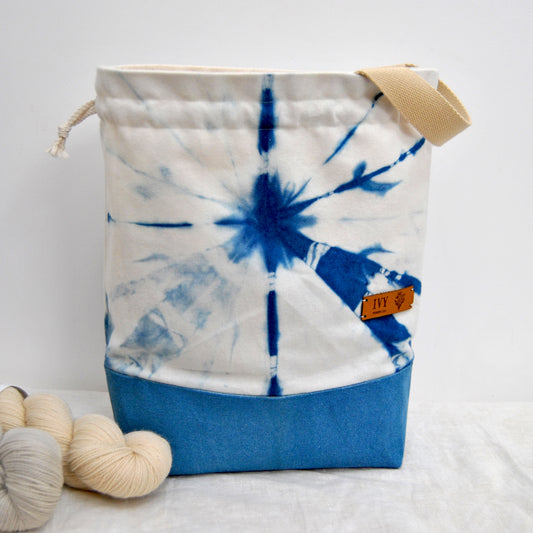 Naturally Dyed project bag - Indigo Star
