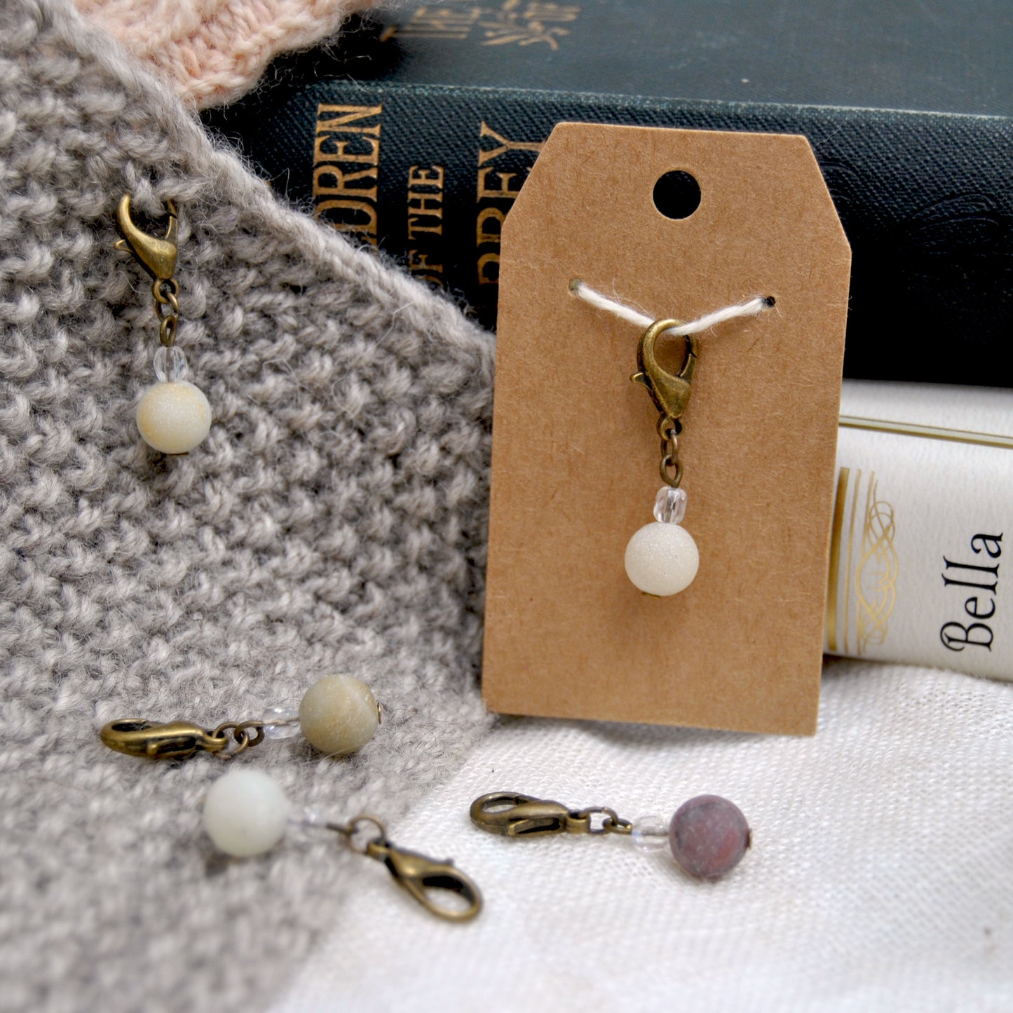 Natural amazonite stitch marker
