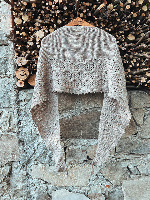 Embers Crescent Shawl kit - Stone colorway