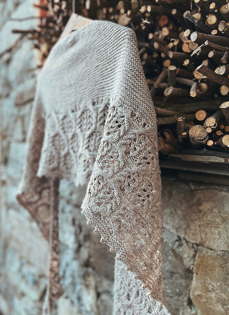 Embers Crescent Shawl kit - Stone colorway