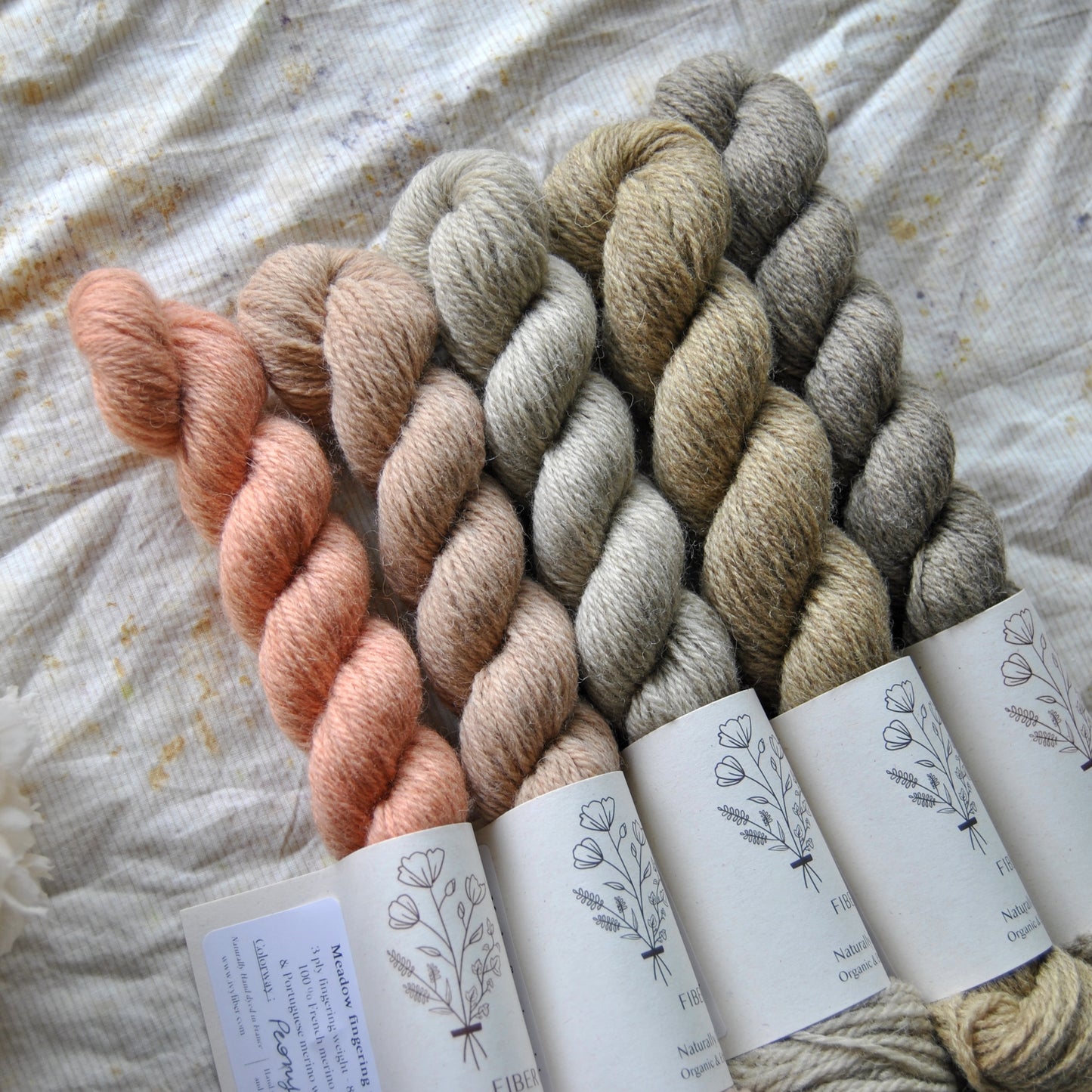 5 mini skeins fade Faded roses - MEADOW fingering