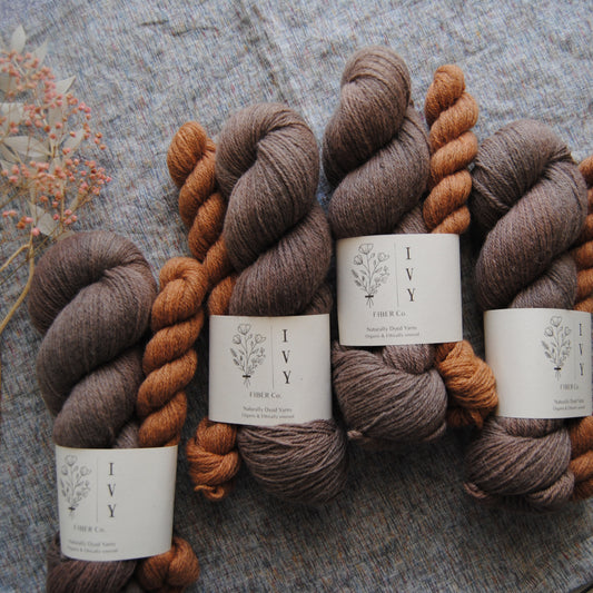 Sock set MEADOW fingering - Dark woods + Rusty leaves