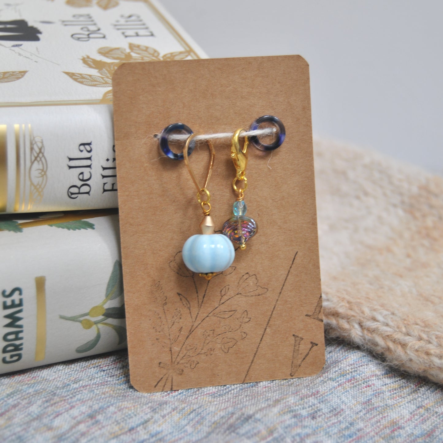 Sock stitch markers set - Blue